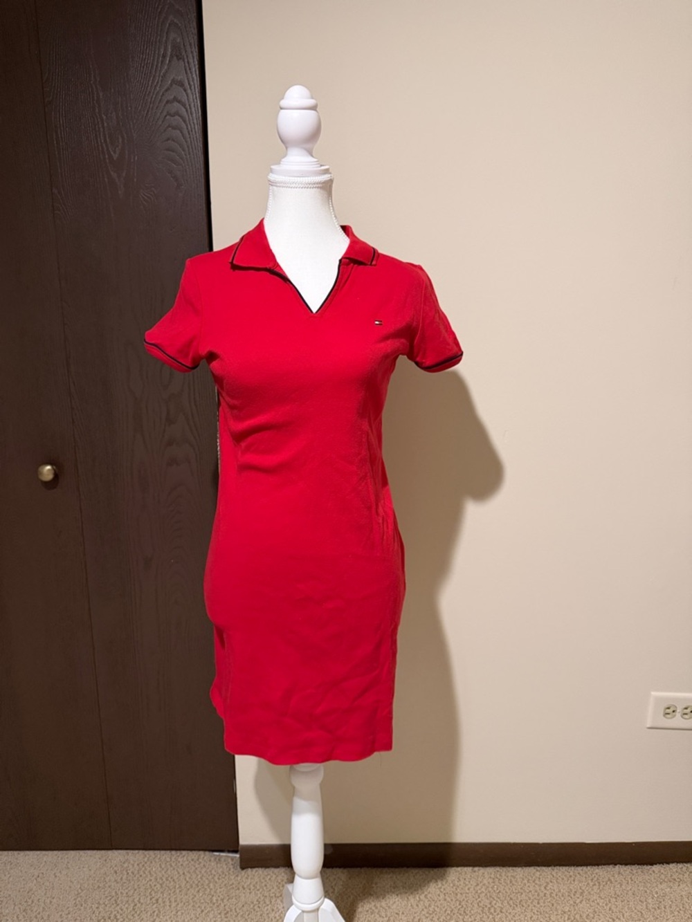 Tommy Hilfiger Red Polo Collar Mini Dress
